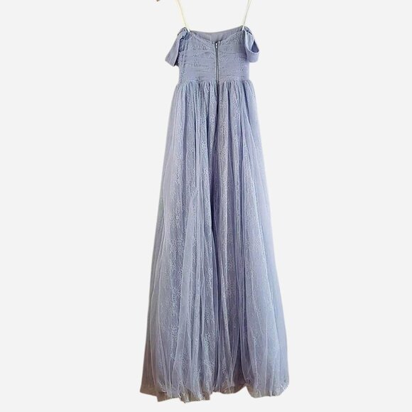 NWT Windsor Raelynn Off Shoulder Lace Ball Gown Dress Light Blue Maxi Small - Picture 4 of 9